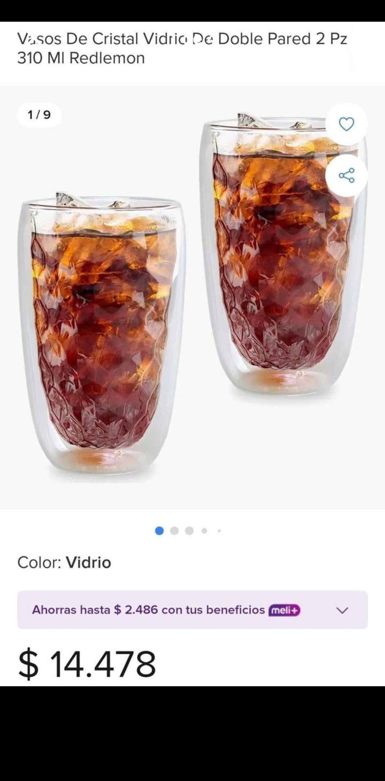 Set de 2 Vasos de Cristal de Doble Pared (310 ml) - ¡Nuevos!
