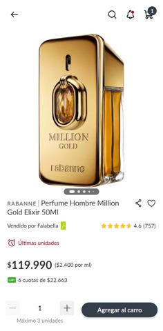Perfume Rabanne Million Gold Elixir 50ml - ¡NUEVO Y SELLADO! 🚀
